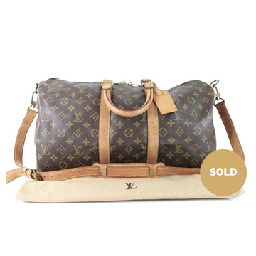 Louis Vuitto Keepall 45 Bandouliere Monogram Canvas Travel Bag with Strap