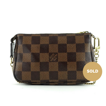 Louis Vuitto Mini Pochette Accessoires Damier Ebène Canvas Evening Bag