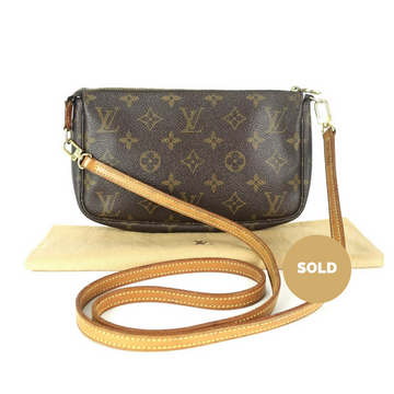 Louis Vuitto Pochette Accessoires Monogram Canvas Bag with Long Strap