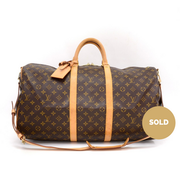 Louis Vuitto Monogram Canvas Keepall 55 Bandouliere Duffel Bag with Strap