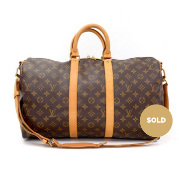 Louis Vuitto Monogram Canvas Keepall 45 Bandouliere Duffle Bag with Strap