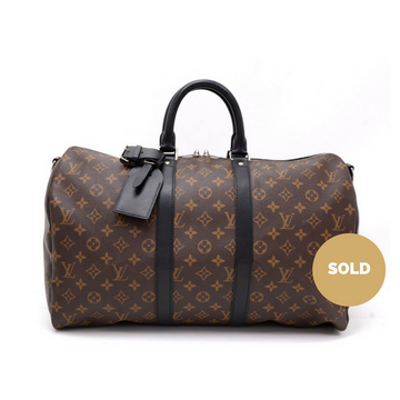 Louis Vuitto Keepall 45 Bandouliere Monogram Macassar Canvas Travel Bag