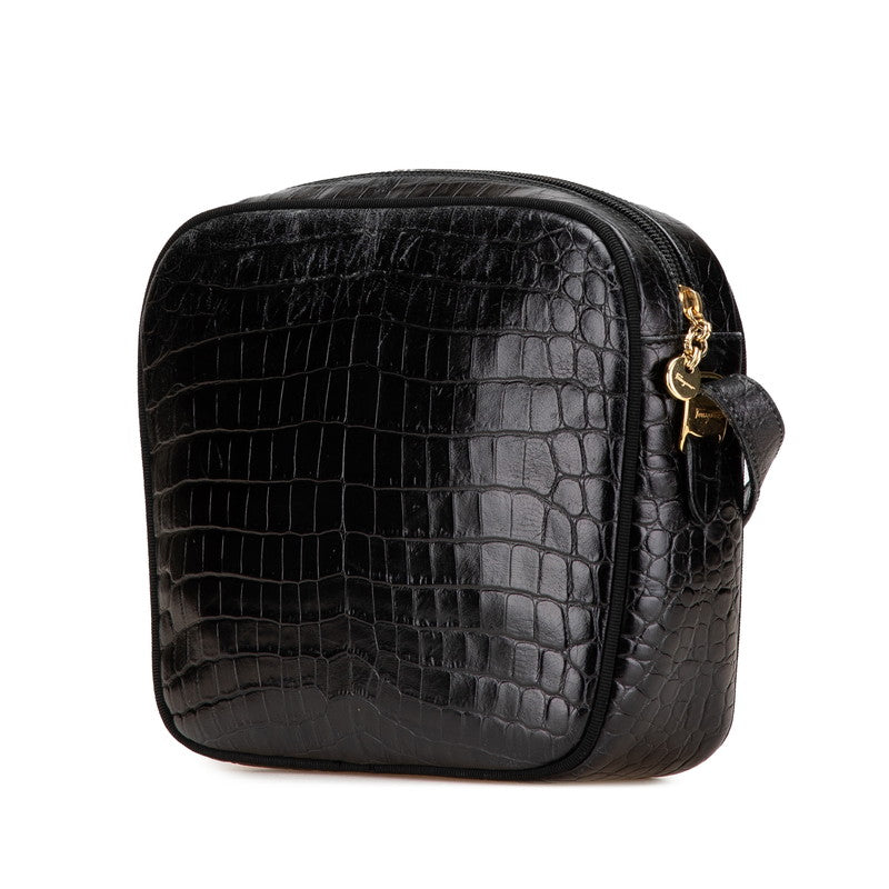Salvatore Ferragamo Leather Vara Croco Embossed Shoulder Bag AF-21 6677