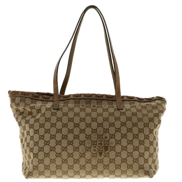GUCCI VS Canvas Fringe Bamboo Tote Bag Beige Brown 218780 Auth tb616