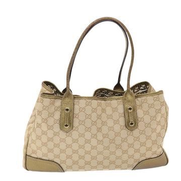 GUCCI VS Canvas Princy Line Tote Bag Leather Gold Tone