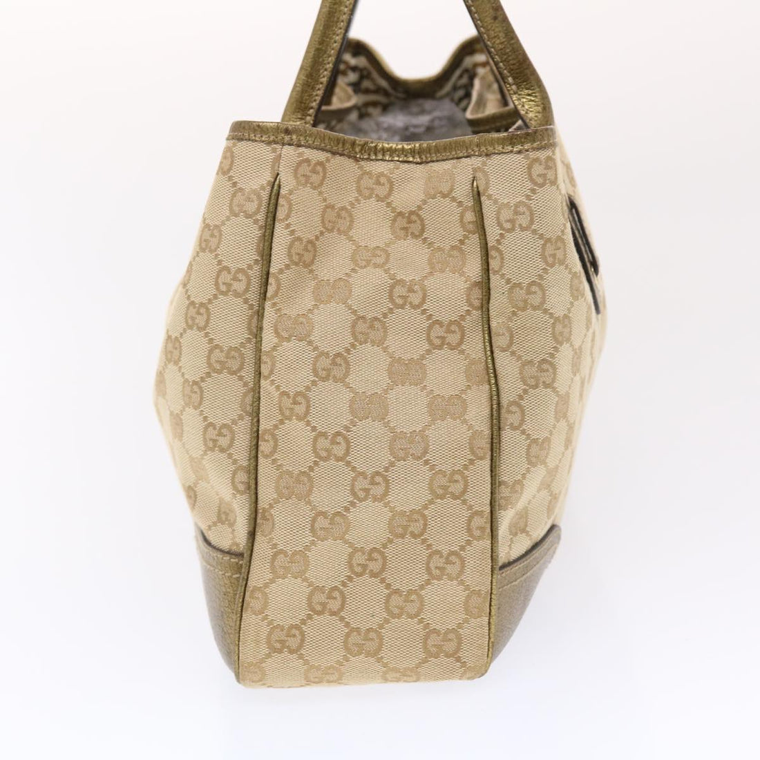 GUCCI VS Canvas Princy Line Tote Bag Leather Gold Tone