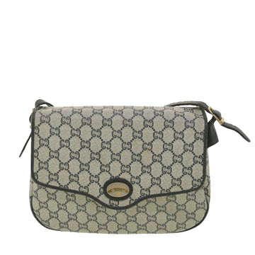GUCCI VS Plus Canvas Shoulder Bag PVC Leather Gray Navy  th3486