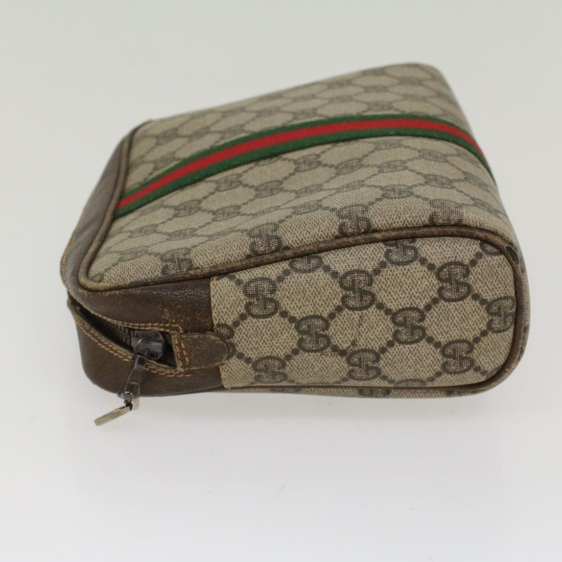 GUCCI VS Canvas Web Sherry Line Clutch Bag Beige Red 27004998  th3783