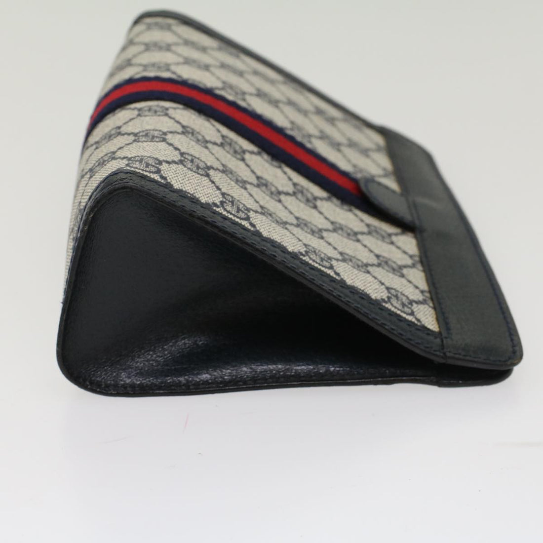 GUCCI VS Canvas Sherry Line Clutch Bag PVC Leather Gray Red Navy