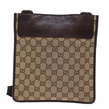 GUCCI VS Canvas Shoulder Bag Leather Beige 27639  th3823