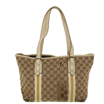 GUCCI VS Canvas Sherry Line Tote Bag Beige Orange yellow 137896  ti1129