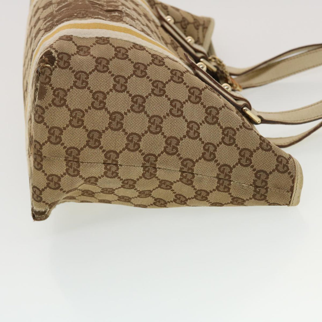 GUCCI VS Canvas Sherry Line Tote Bag Beige Orange yellow 137896  ti1129