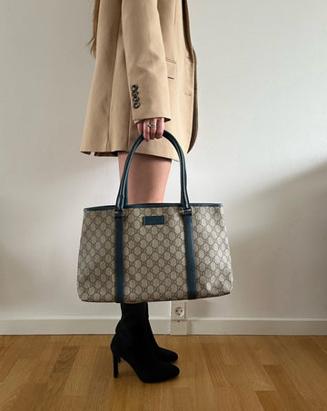 Gucci VS Supreme Tote Beige and Green/Blue leather straps