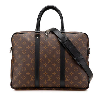 Louis Vuitton Monogram Macassar Porte-Documents Voyage PM 2way Bag M52005