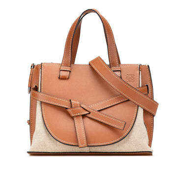 Loewe Leather Canvas Gate Top Handle Small 2way Bag