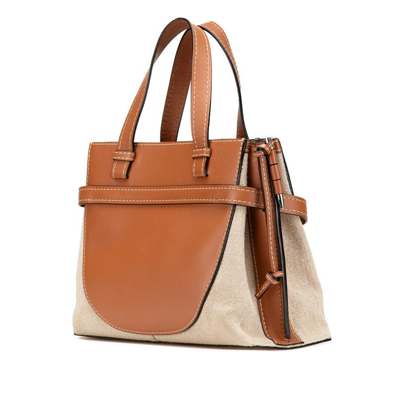 Loewe Leather Canvas Gate Top Handle Small 2way Bag