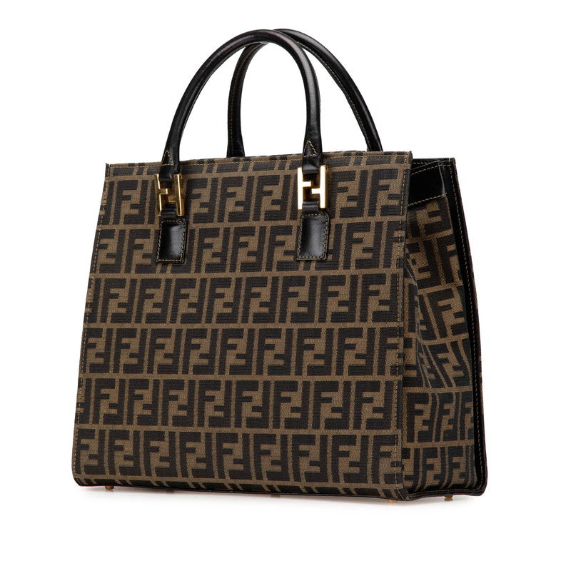 Fendi Zucca Canvas Leather Tote Bag 15095