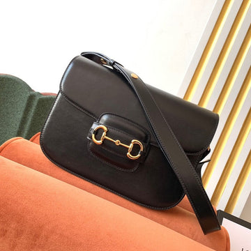 VS 1955 Horsebit Bag 25cm Black Calfskin Gold Hardware