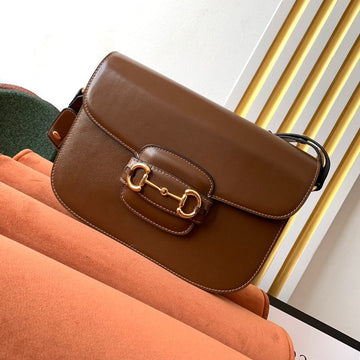 VS 1955 Horsebit Bag 25cm Brown Calfskin Gold Hardware
