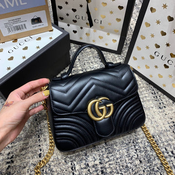 VS Marmont 21cm Mini Top Black Calfskin Gold Hardware