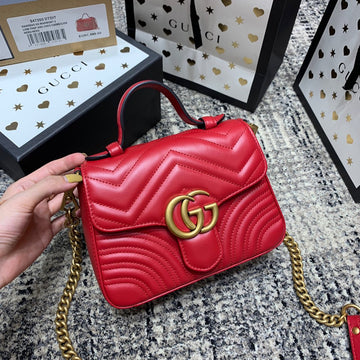 VS Marmont 21cm Mini Top Red Calfskin Gold Hardware