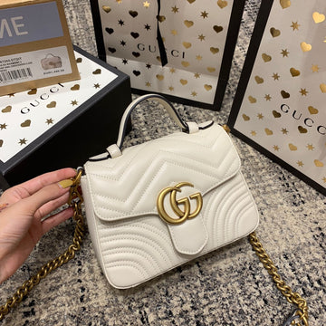 VS Marmont 21cm Mini Top White Calfskin Gold Hardware