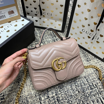 VS Marmont 21cm Mini Top Dark Beige Calfskin Gold Hardware