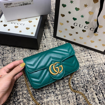 VS Marmont Mini 16.5cm Turquoise Calfskin Gold Hardware