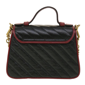 GUCCI VS Marmont Hand Bag Leather 2way Black 583571 Auth yk6261