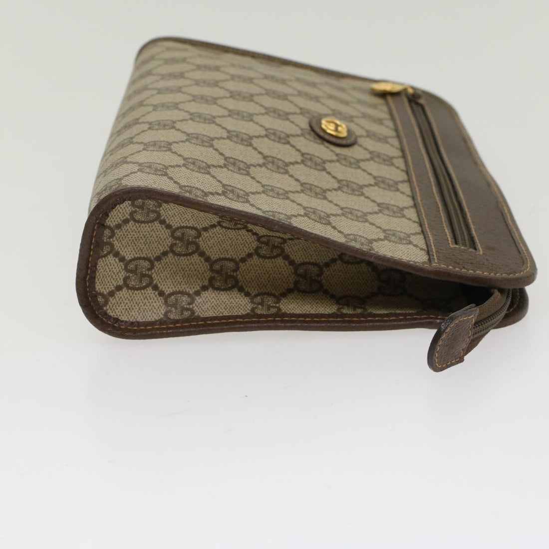 GUCCI VS Canvas Clutch Bag PVC Leather Beige 014.122.6063.4021  yk7734