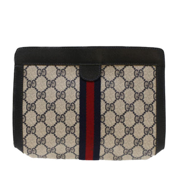 GUCCI VS Canvas Sherry Line Clutch Bag PVC Leather Navy Red