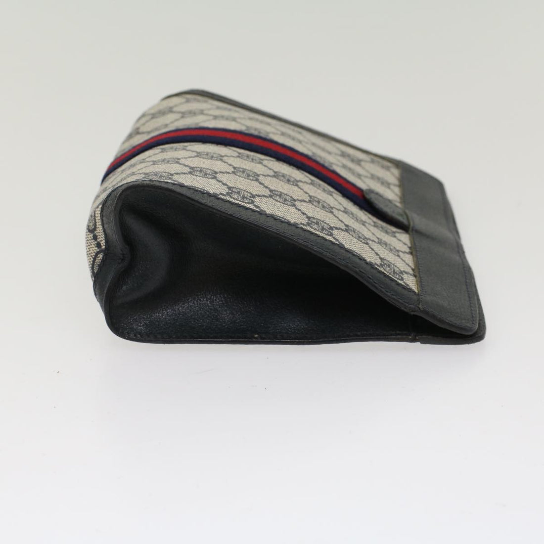 GUCCI VS Canvas Sherry Line Clutch Bag PVC Leather Navy Red