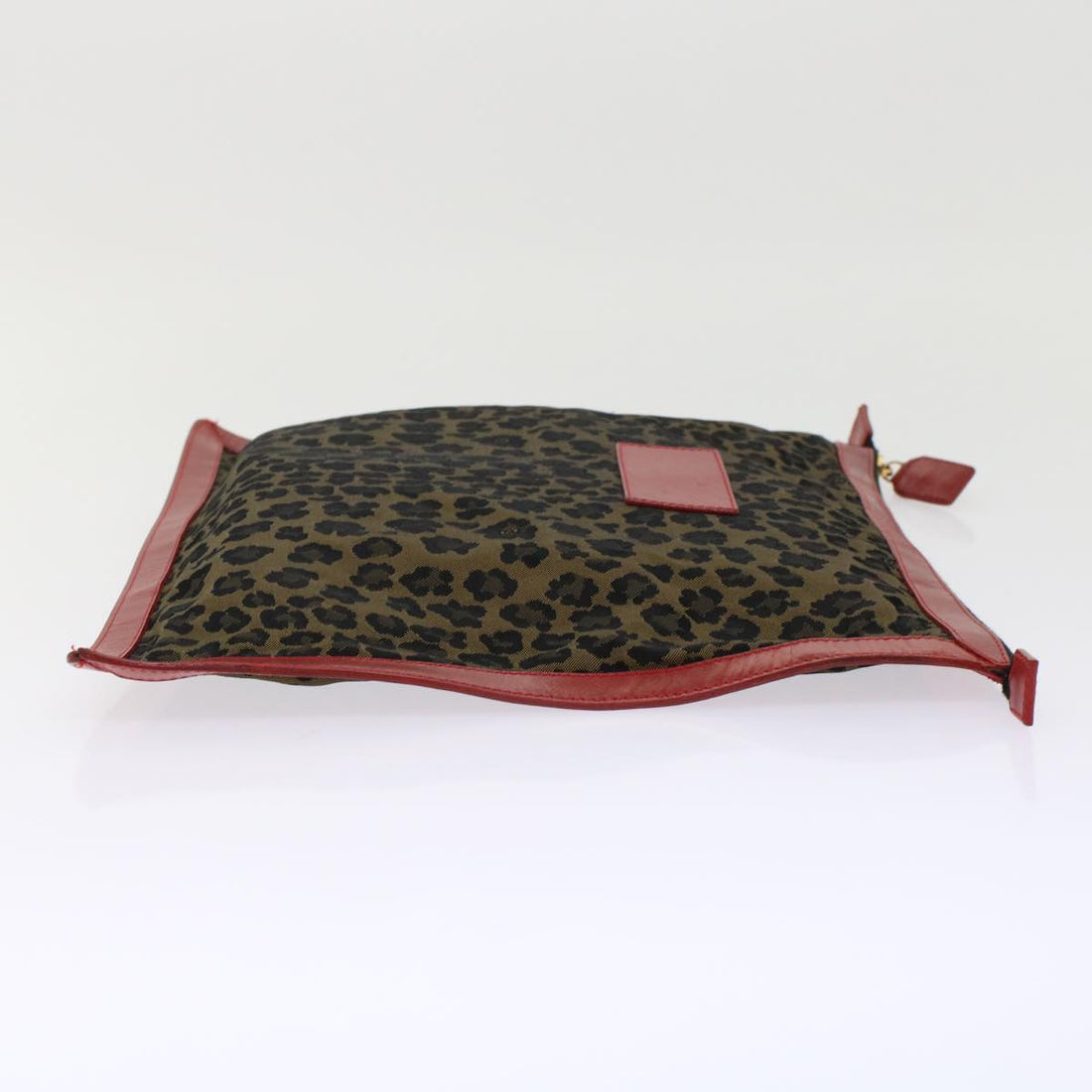 FENDI Leopard Clutch Bag Nylon Leather Black Brown Red  yk7980