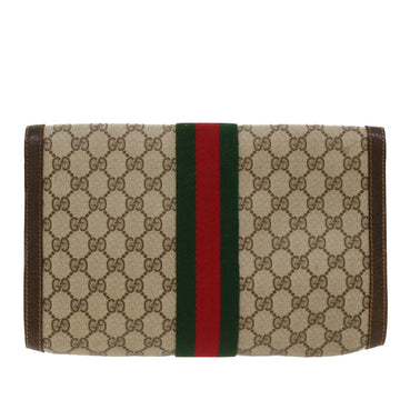 GUCCI VS Canvas Web Sherry Line Clutch Bag Beige Red Green 84.01.007  yk7987