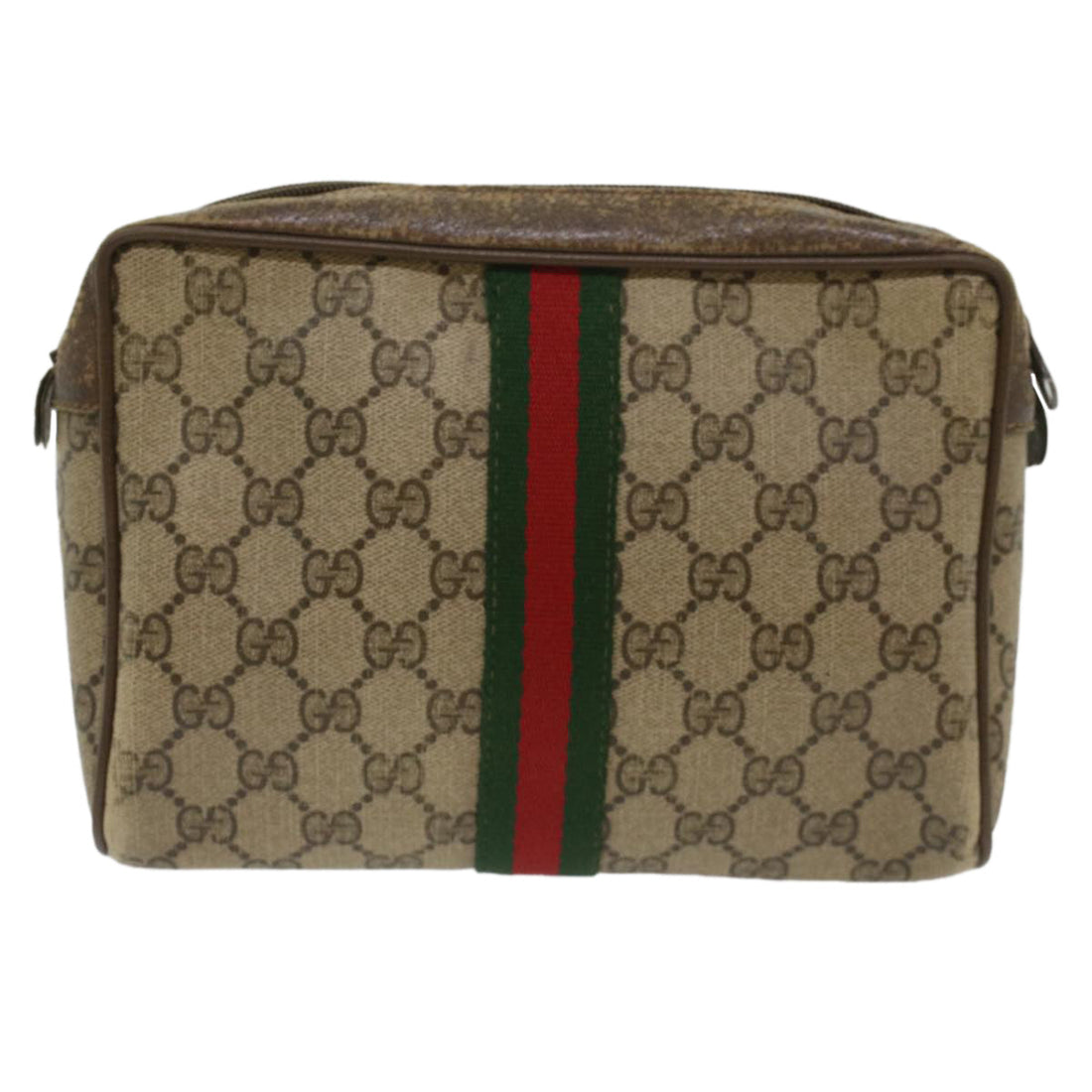 GUCCI VS Canvas Web Sherry Line Clutch Bag Beige Red Green 56.01.012  yk8055