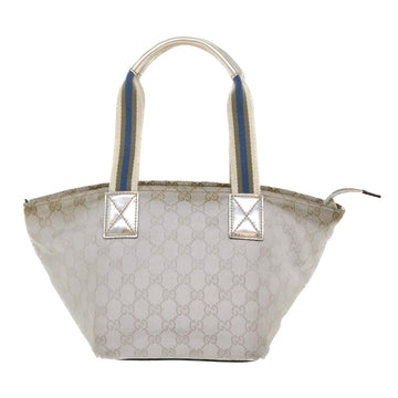 GUCCI VS Canvas Sherry Line Tote Bag Silver Blue gray 131223  yt974